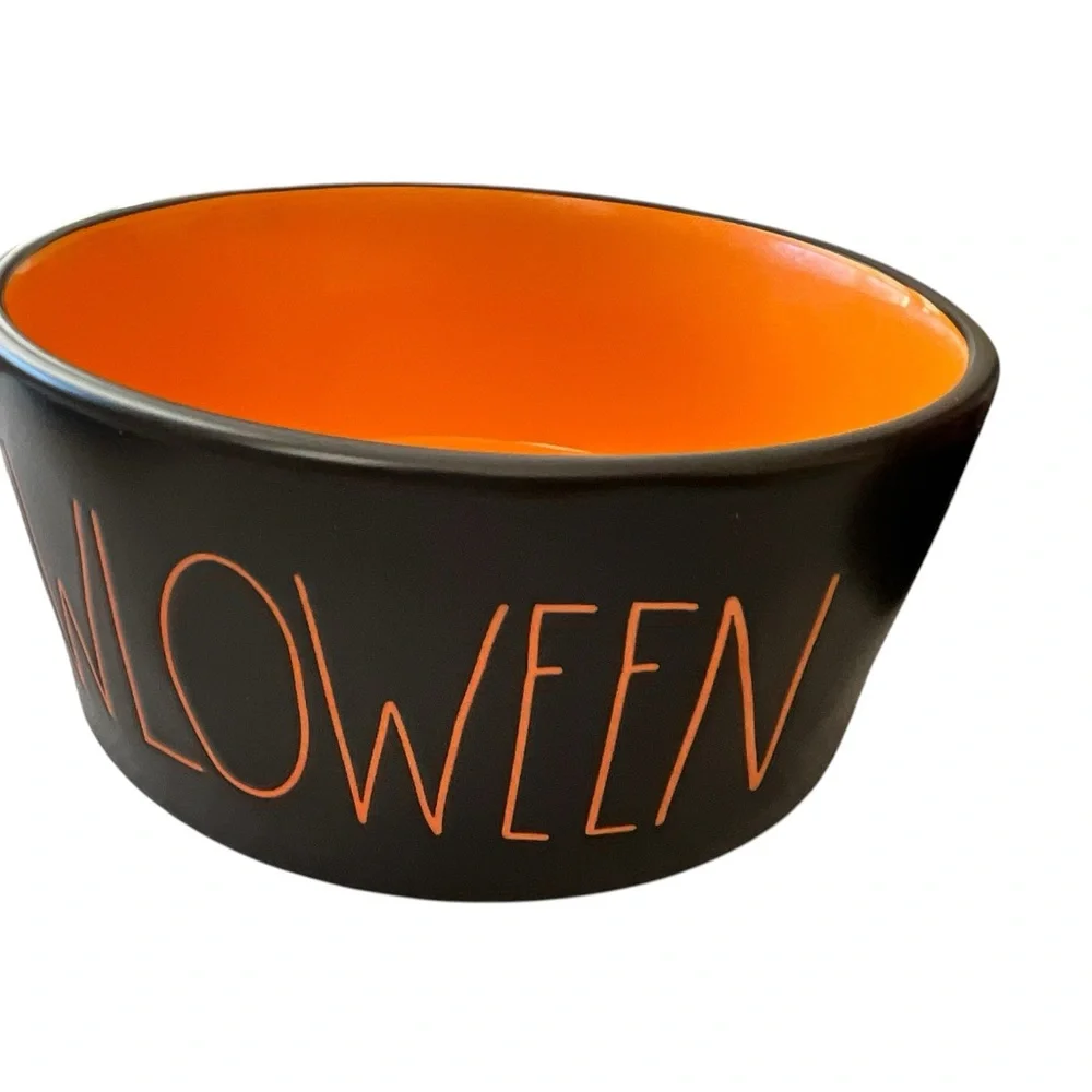 Rae Dunn Halloween Dog Bowl & Treat Canister Set “HOWLOWEEN” Black Orange